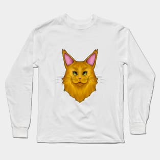 Orange Mainecoon Cat Long Sleeve T-Shirt